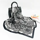 JTVOVO 2022 новый роскошный бренд 90*90 см Высококачественный Универсальный женский модный Шелковый шарф с французским Ретро принтом платок-бандана парео