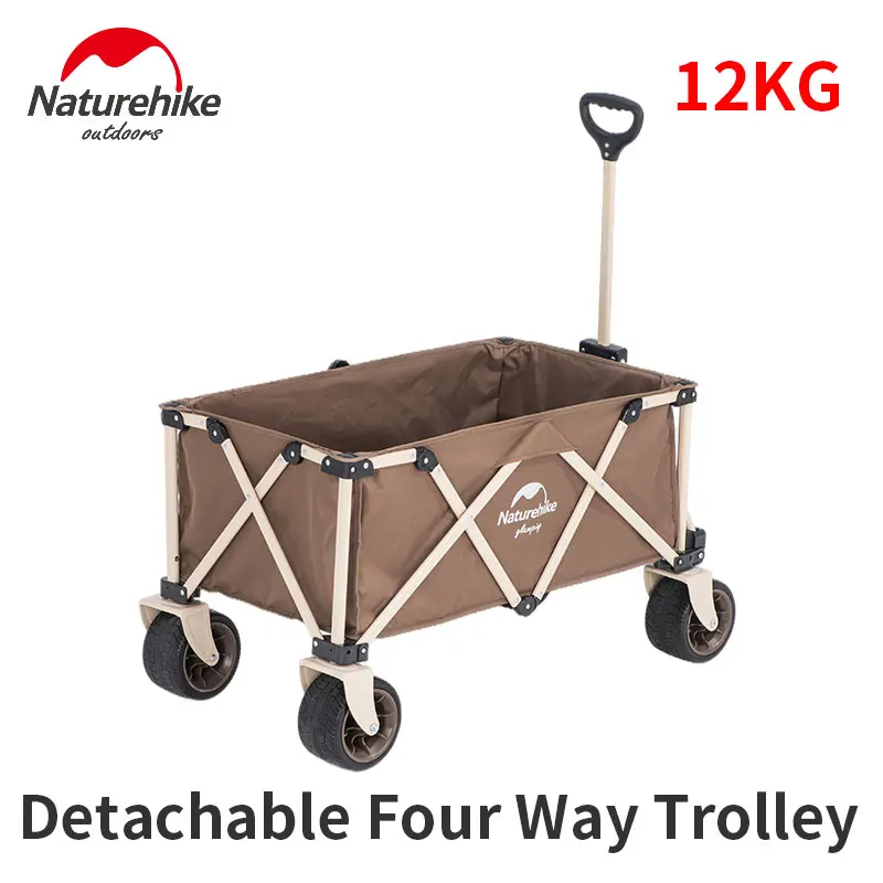 

Naturehike Foldable Four-Way Wide-Wheeled Trolley 140L Large Capacity Camping Equipment Cart Removable Wheels For Easy Storage