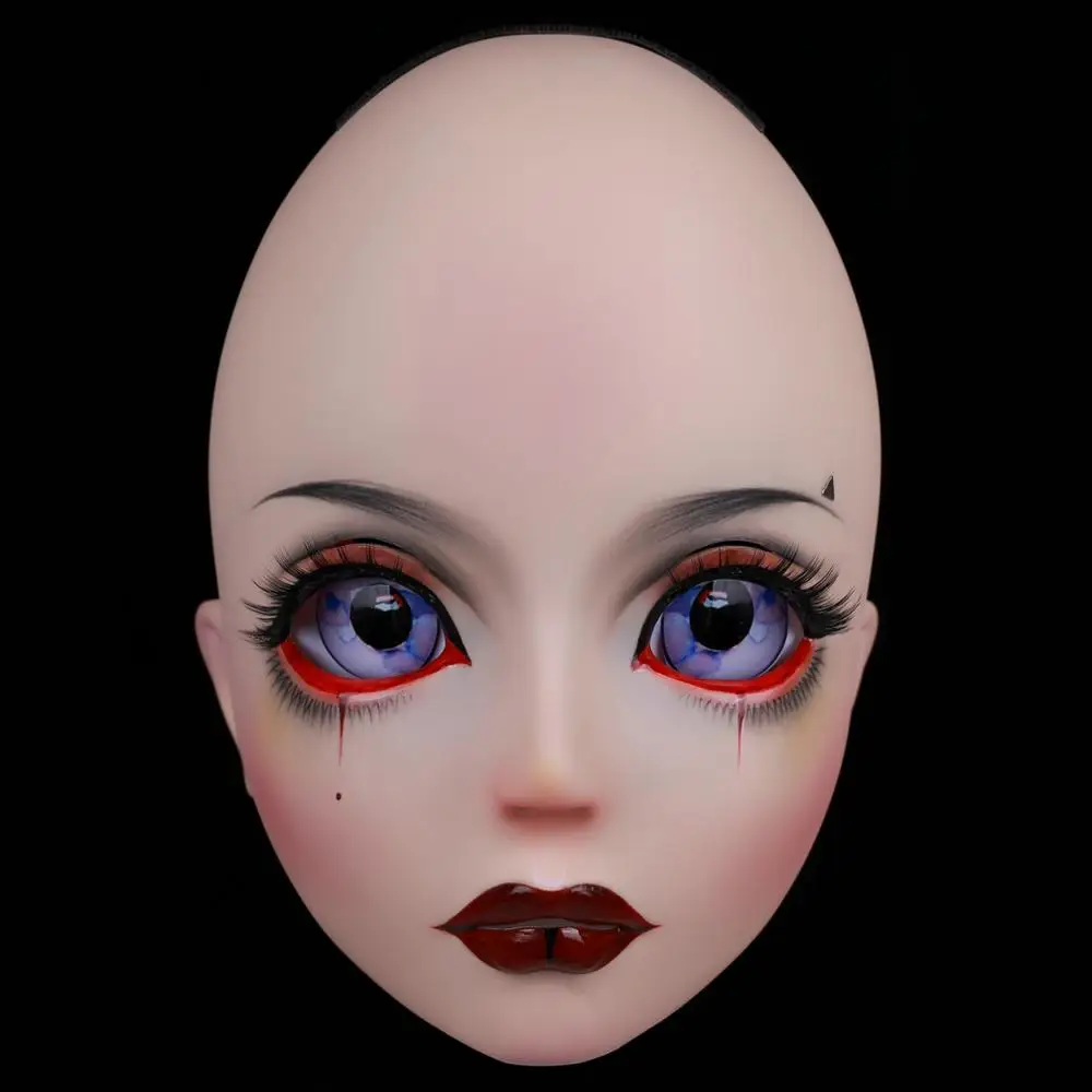 

(HIDOLLS 02) Handmade Female Girl Silica Resin Half Head Cosplay Japanese Role Play BJD Kigurumi Masks Crossdresser Doll Mask