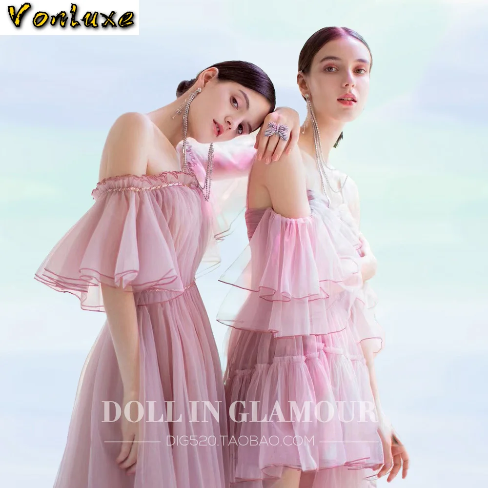 Женское многослойное платье с рюшами модельное дизайнерское элегантное