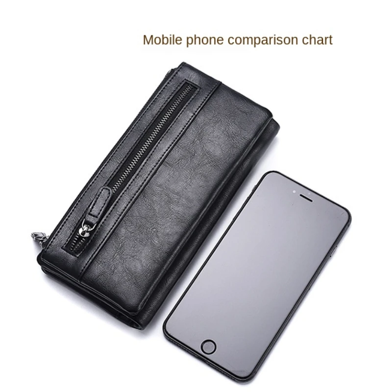 2021 Business Vintage Wallet Men's Long Purse Card Holder Zipper Pocket Soft Leather Pu Wallet Fast Shpping