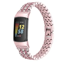 alloy wrist strap for fitbit charge 5 band smart watch accessorie for fitbit charge5 smart wristband strap diamond studded