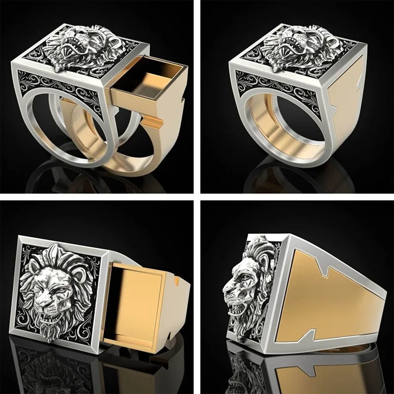 

Men's Combination Rings Secret Kingdom Lion King Gift Ring Hip Hop Fashion Jewelry Punk Viking Rings