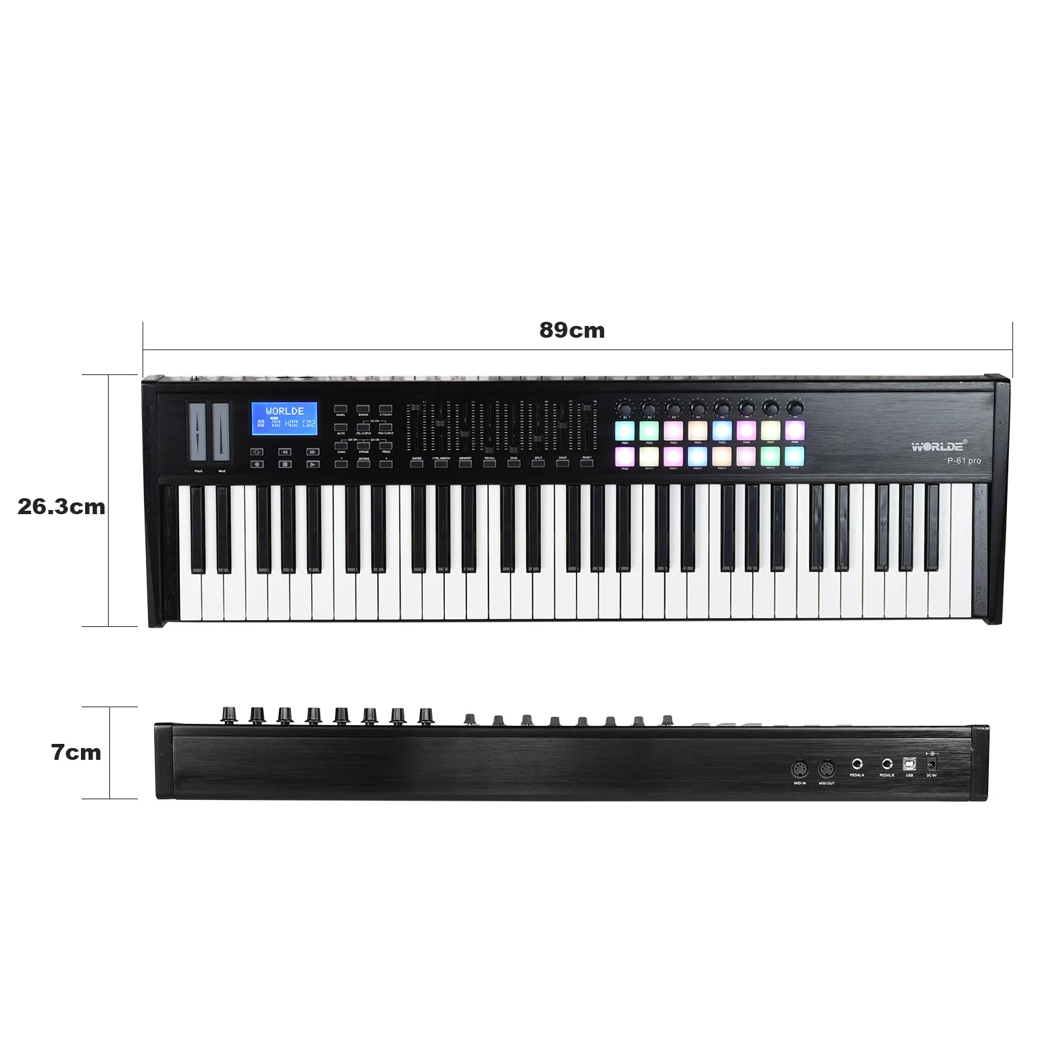 На выбор P-61 Pro 61-ключ USB MIDI контроллер клавиатуры ЖК-дисплей Дисплей с 61