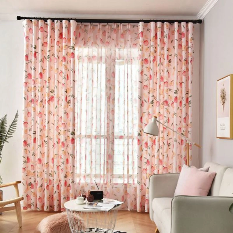 Полузатемняющие шторы с принтом розовых фруктов для гостиной детской спальни