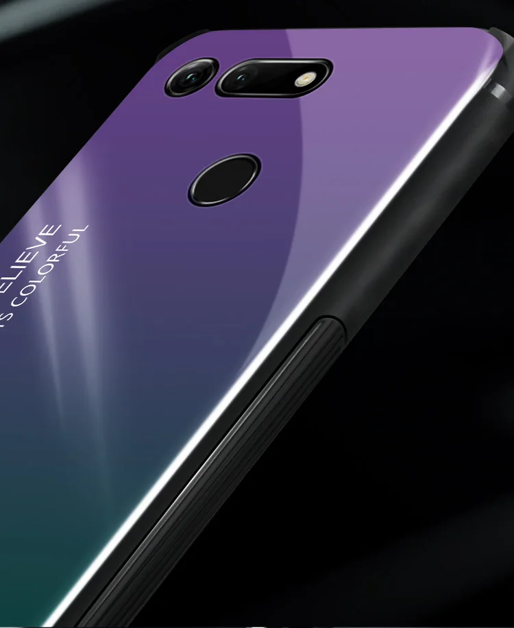Huawei Honor 8 Pro View 10 20 Case Gradient Tempered Glass Back Cover Hard for 30 40 View10 View20 PCT-L29 | Мобильные телефоны и