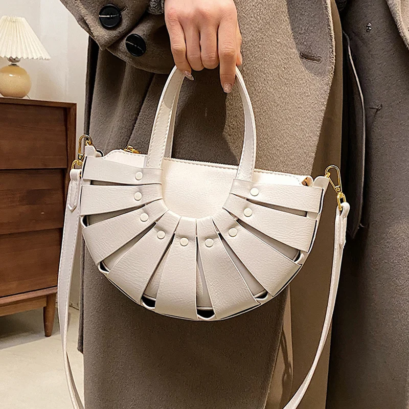 

Полукруглая маленькая сумка через плечо из искусственной кожи для женщин 2021, трендовая сумка, женская брендовая трендовая сумка через плеч...
