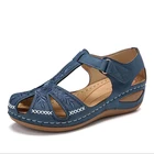 Босоножки женские в римском стиле, винтажные сандалии на танкетке с вышивкой, с застежкой-липучкой, с вышивкой, лето 2021
