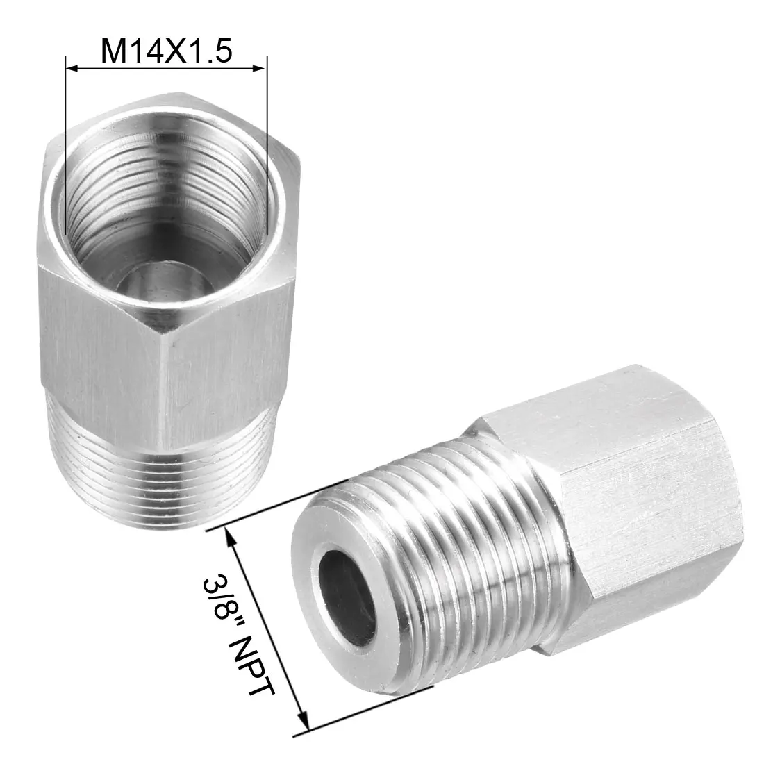 

uxcell Pipe to Fitting Adapter 3/8 NPT Male Pipe x M14 NPT Female Pipe