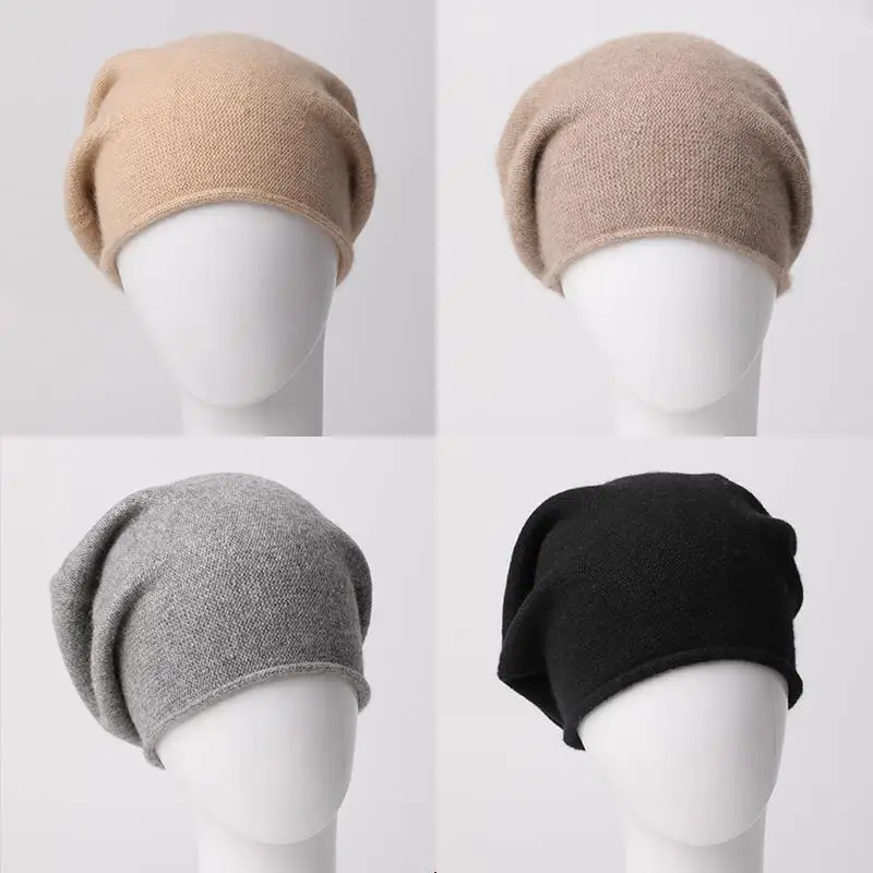 Зимняя кашемировая шапка для женщин Beanie хип хоп милые кашемировые шляпы, зимние шапки женский широкий берет-Боб Gorro Feminino