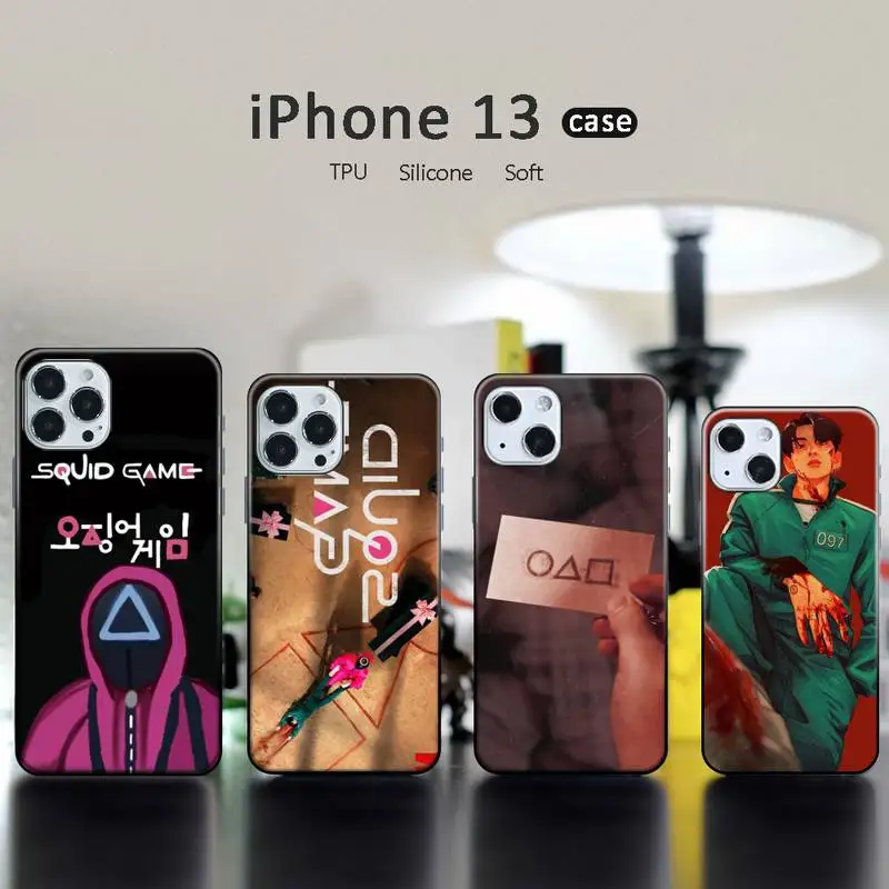 

Squid Game Huang Junhao Phone Case for iphone 13 12 11 pro mini XS max 6 6s 7 8 plus X XR soft TPU coque shell funda Round Six