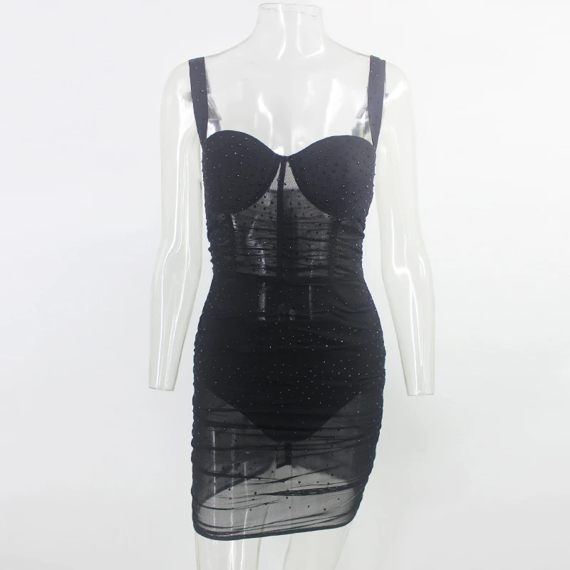 Ohvera Горячая алмаз вечерние платье для женщин двойной Слои летнее мини с принтом