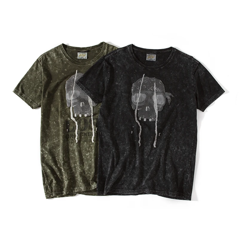 

Men T-Shirt Letters Print Horror Skulls Skeleton T Shirts With Short Sleeves 100% Cotton Casual Fashion Top Men's Clothing