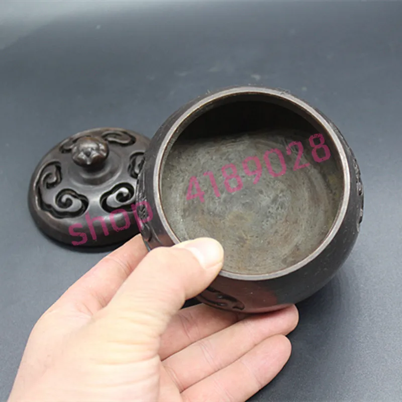 

Pure copper three feet incense burner, handicraft decoration, antique collection.