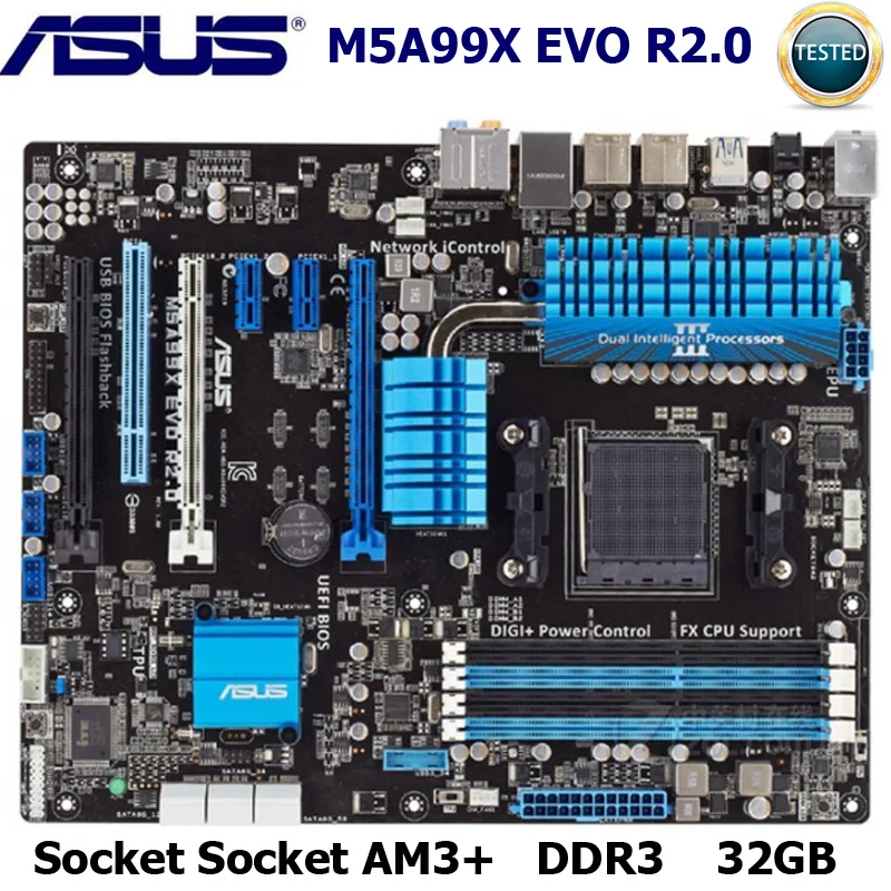 Socket AM3+ Asus M5A99X EVO R2.0 материнская плата DDR3 AMD 990X32 GB AMD FX/PhenomII PCI-E 2,0 USB3.0 оригинальная настольная Материнская плата Asus