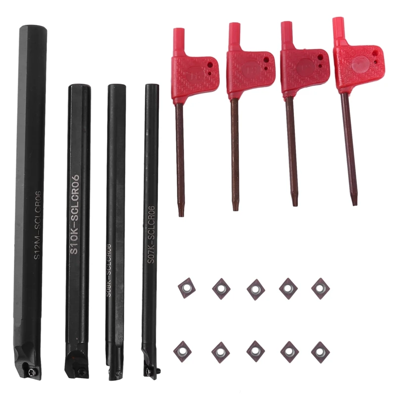 

4 набора из 7/8/10/12 мм Sclcr держатель сверлильного инструмента для токарного станка + 10 шт. вставок Ccmt 0602