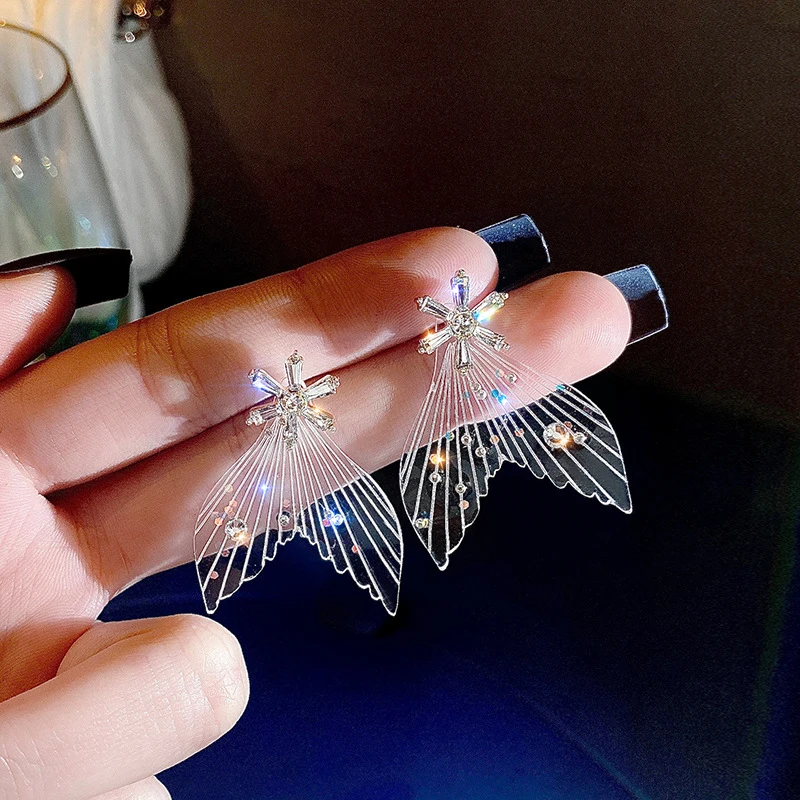 

Прозрачные Серьги «рыбий хвост» дизайнерские серьги 2020 новые модные корейские темпераментные сетчатые красные серьги простые серьги