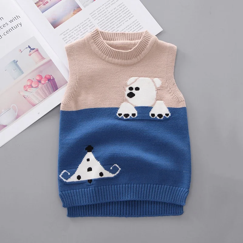 Детский свитер с героями мультфильмов жилеты хлопковые детские теплые вязаные