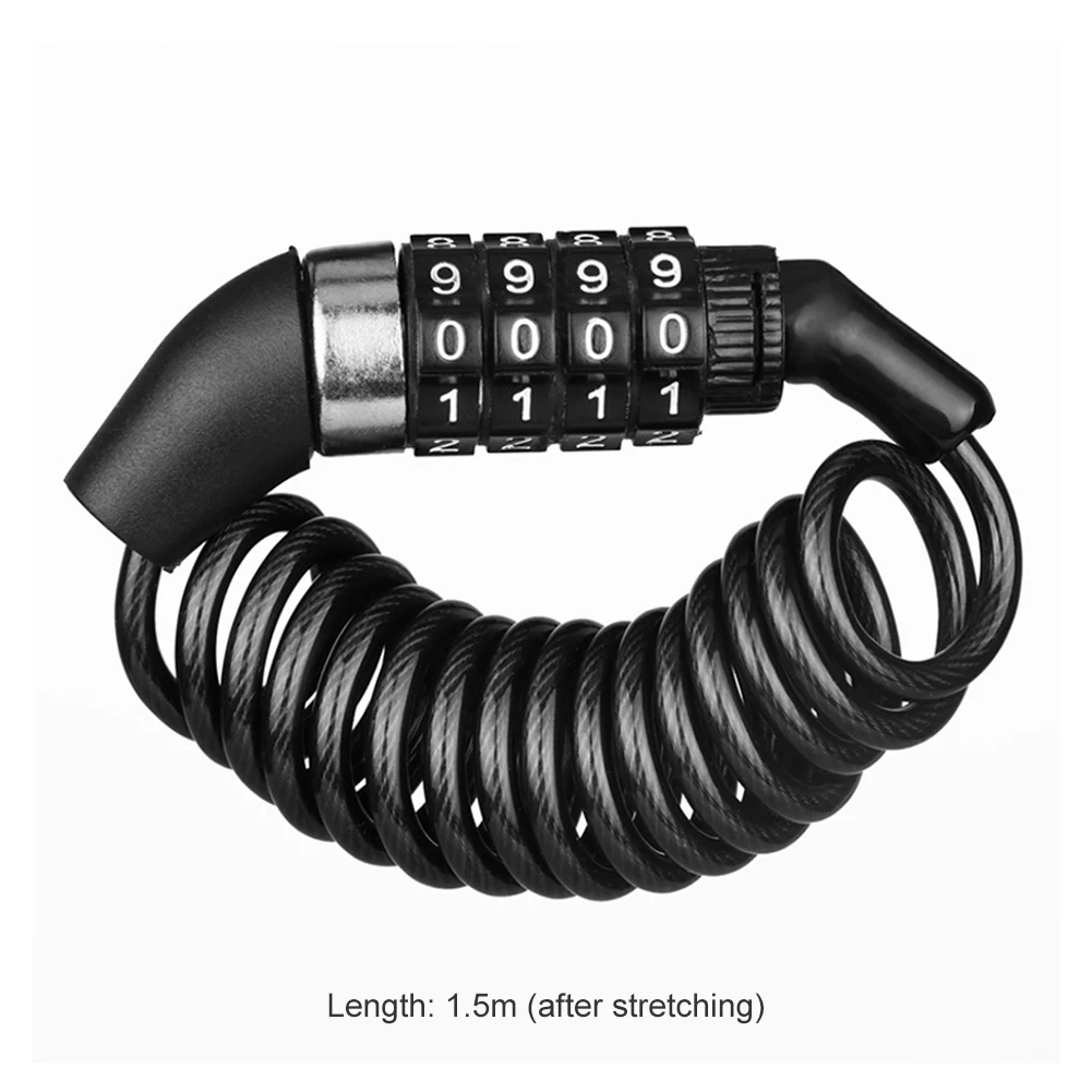 

Classic Bicycle Helmet Lock Durable Practical Multi-functional 4 Digit Combination Steel Wire Cable Lock Backpack Lock