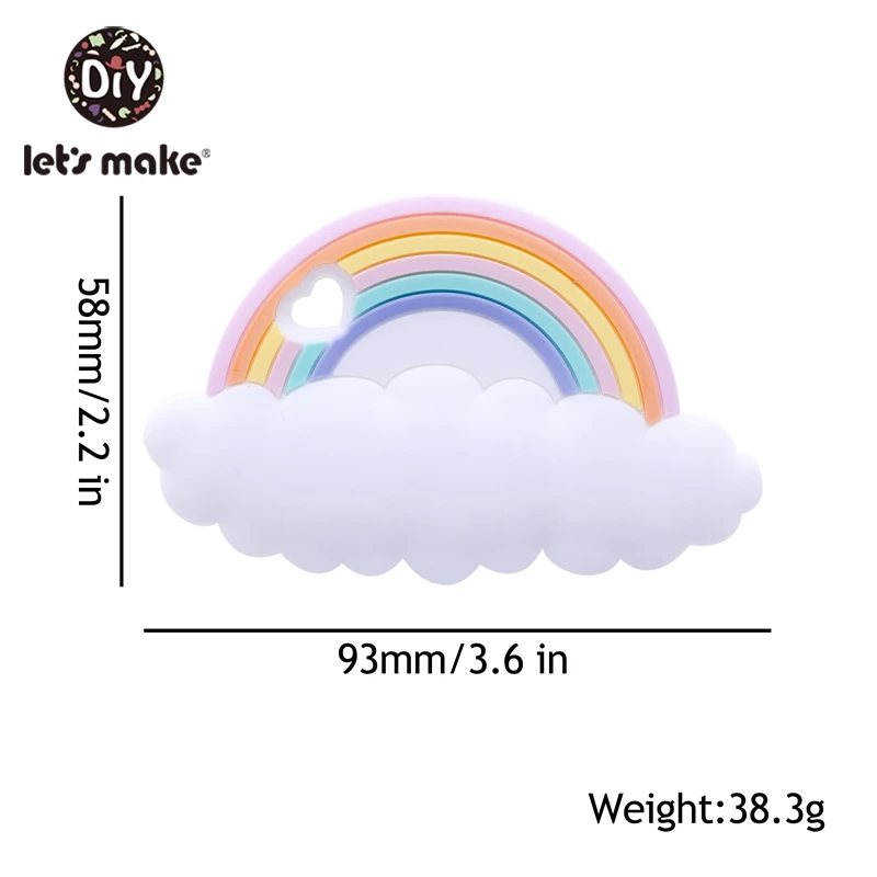 Let's Make 5pc Rainbow Silicone Teethers Cartoon Shape BPA Free Tint Rod Food Grade Baby Teething Toys Patent | Мать и ребенок