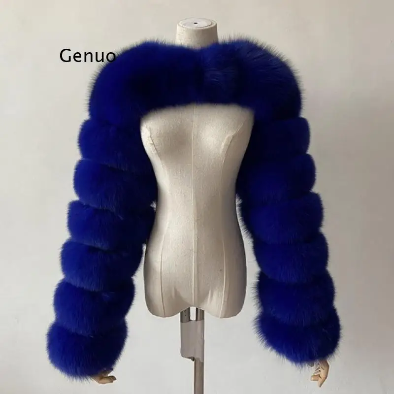Женское меховое укороченное теплое пальто, зимнее женское Супер короткое пальто из искусственного лисьего меха, Женская Роскошная куртка и...