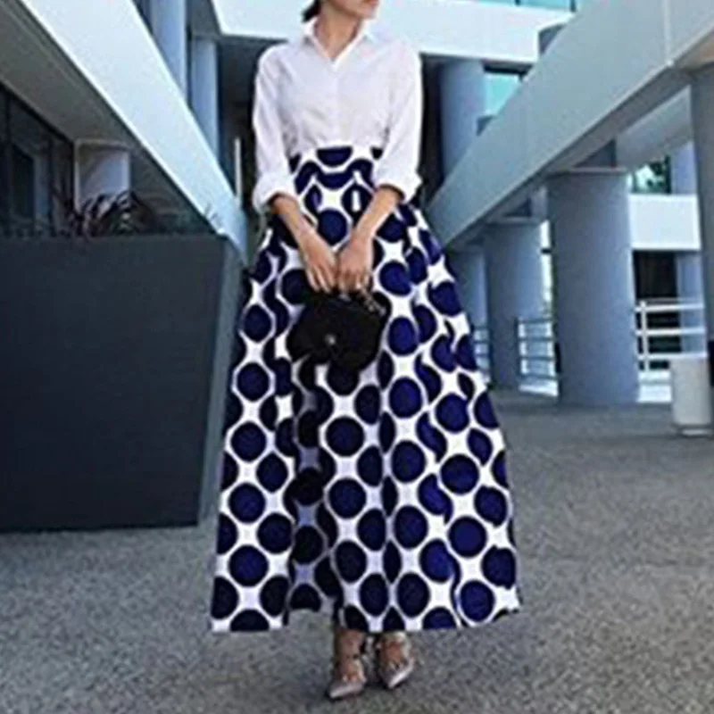 Женская винтажная вечерняя юбка макси с карманами и высокой талией длинная в