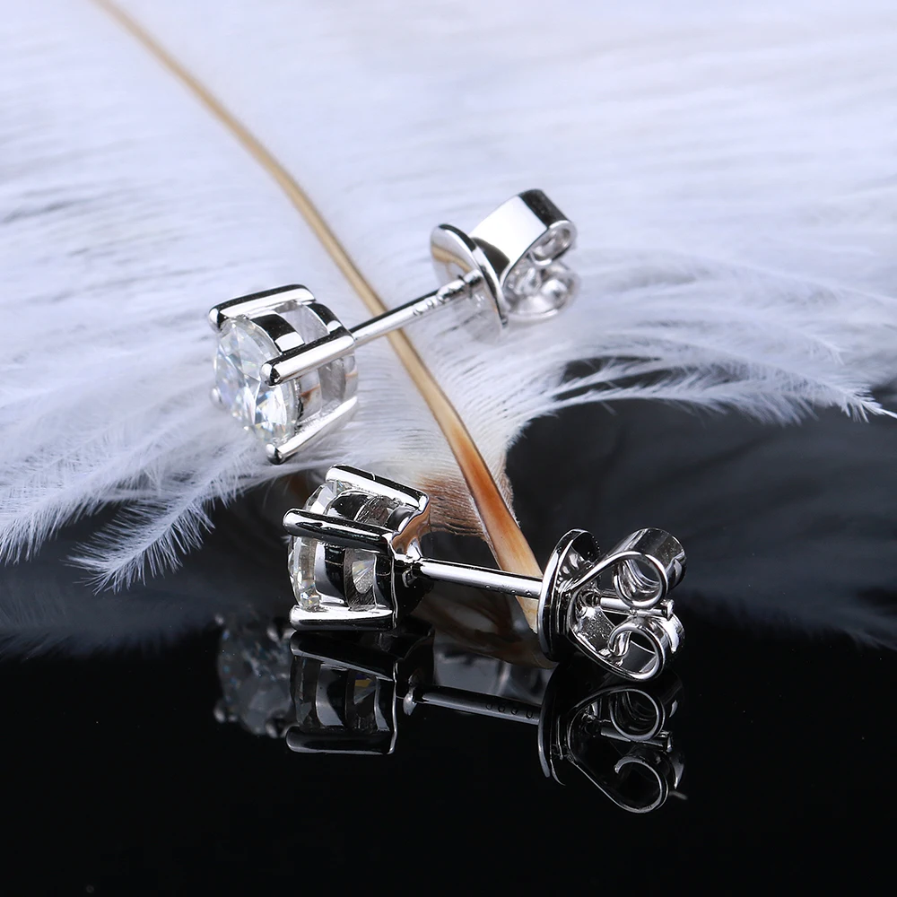 Veryins Sterling S925 5mm Moissanite Stud Earrings Push Back for Women Wedding Gift |