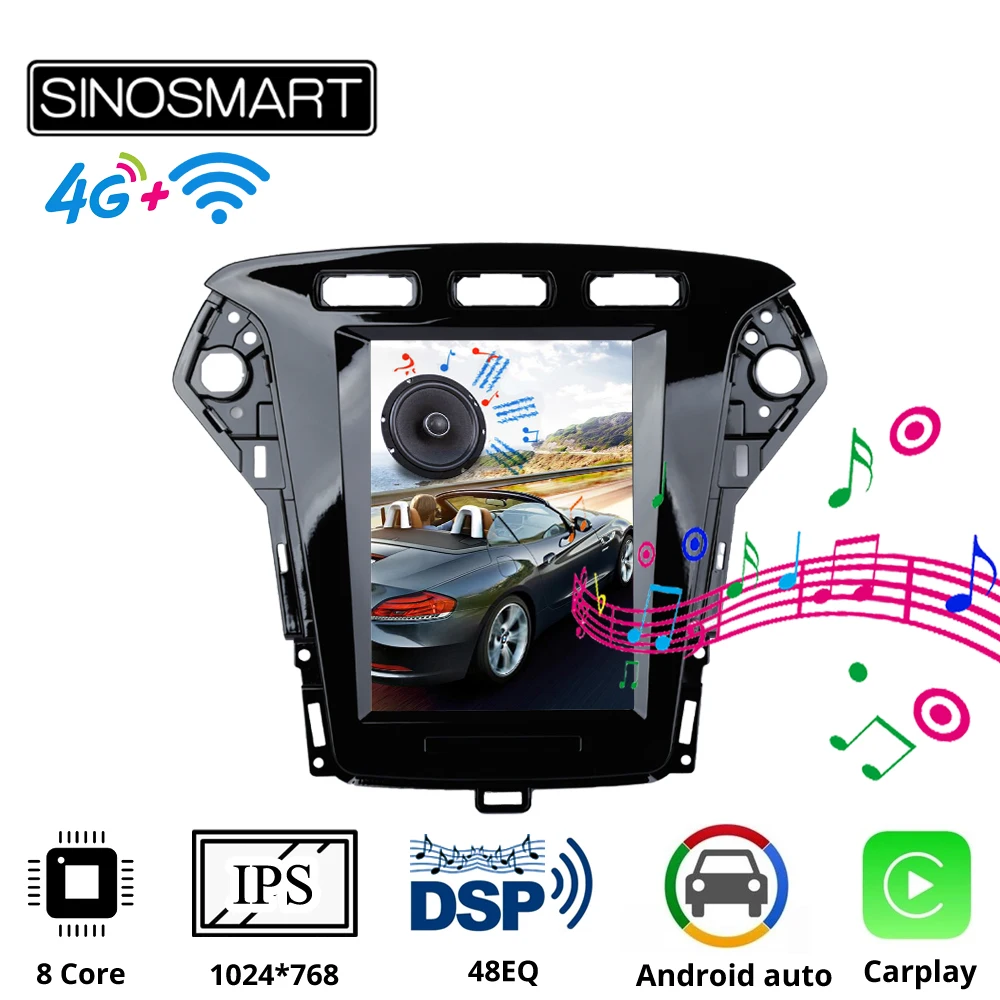 Sinosmart Tesla стиль автомобиля GPS Мультимедиа Радио Навигация плеер для Ford Mondeo/MK4 2011 2013