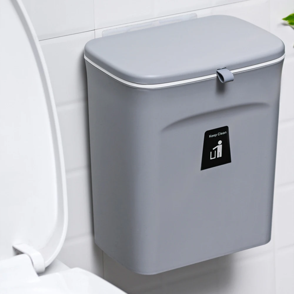 

7L / 9L Wall Mounted Trash Can Kitchen Cabinet Hanging Trash Can Folding Waste Bin For Kitchen Bathroom Garbage Bin