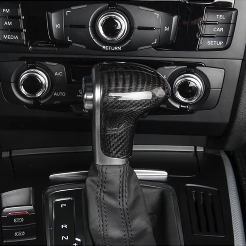 Gear Shift Handle Protection Sleeve Cover Trim For Audi A4 A5 A6 A7 Q5 Q7 S6 S7 LHD ABS Carbon Fiber Color Car Styling Modified