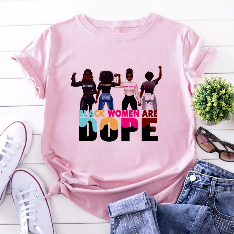 

Funny Woman T Shirt Black Women Are Dope Printed Tops Tee Female Short Sleeve Cute Tee Shirts 90s Ladies Casual Graphics T-shirt