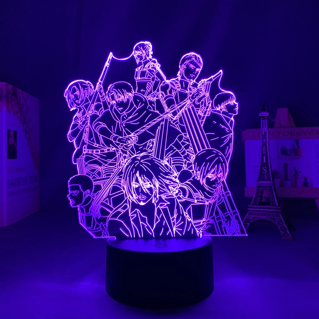 Anime Led Light Attack on Titan Wallpaper Group for Kid Bedroom Decoration Child Birthday Gift Manga AOT 3d Lamp | Лампы и освещение