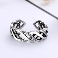 creative dna shape cross circular open rings for men women vingtage hollow geometric ring punk hiphop accessories best gifts