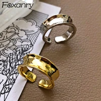 foxanry 925 stamp engagement rings for women new fashion france gold plated irregular geometric party jewelry gifts