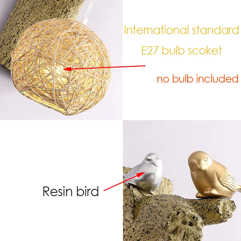 Китайский Художественный настенный светильник смолы птица ресторан кафе