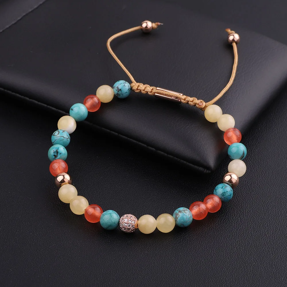 

JARAVVI High Quality New Cute Design Mix Natural Stone Colorful Beads Macrame Bracelet Women Jewelry Gift