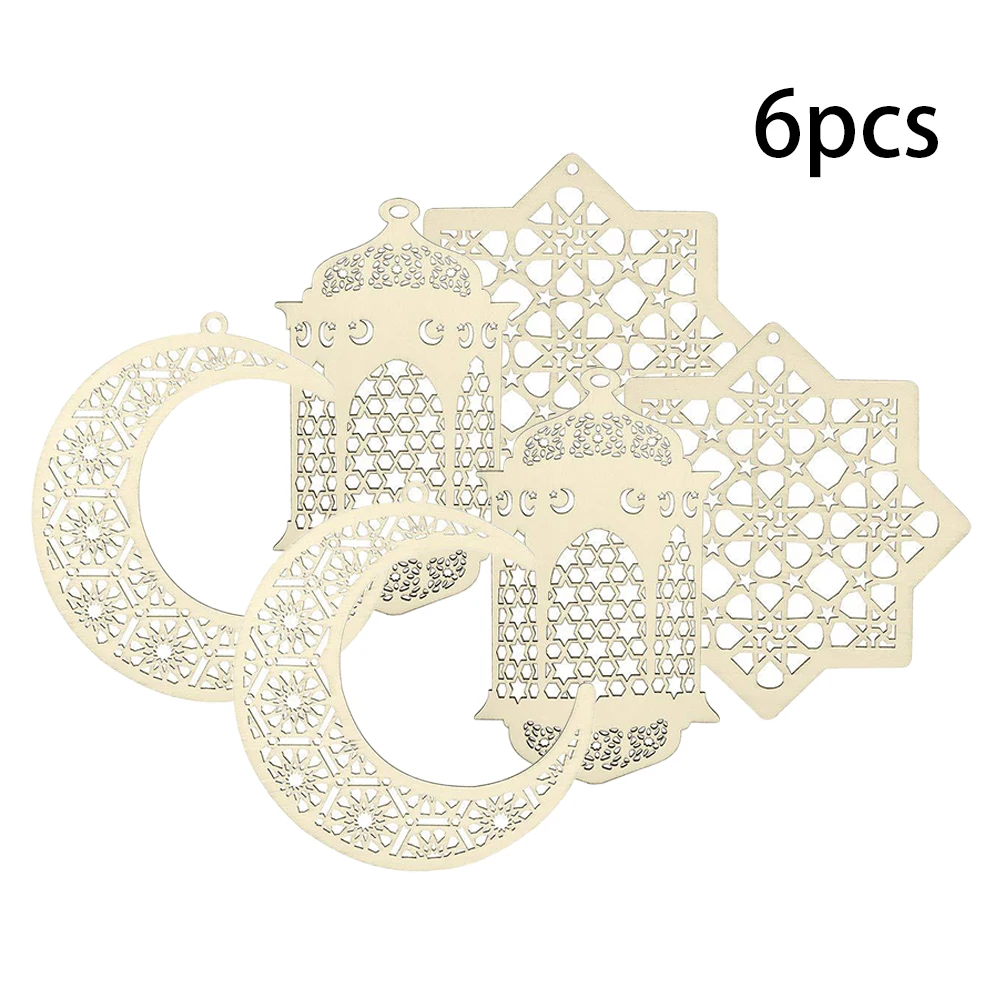 

Eid Mubarak Ramadan Decor 6pcs Wood Eid Mubarak Pendants Ramadan Kareen Home Door Hanging Decor DIY Islamic Party Wreath Supplie
