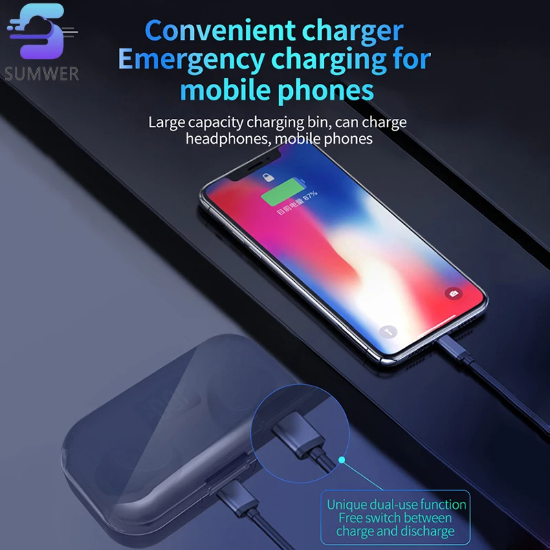 F6 5 0 Bluetooth гарнитура 2000 мАч в наушниках Светодиодный дисплей питания tws