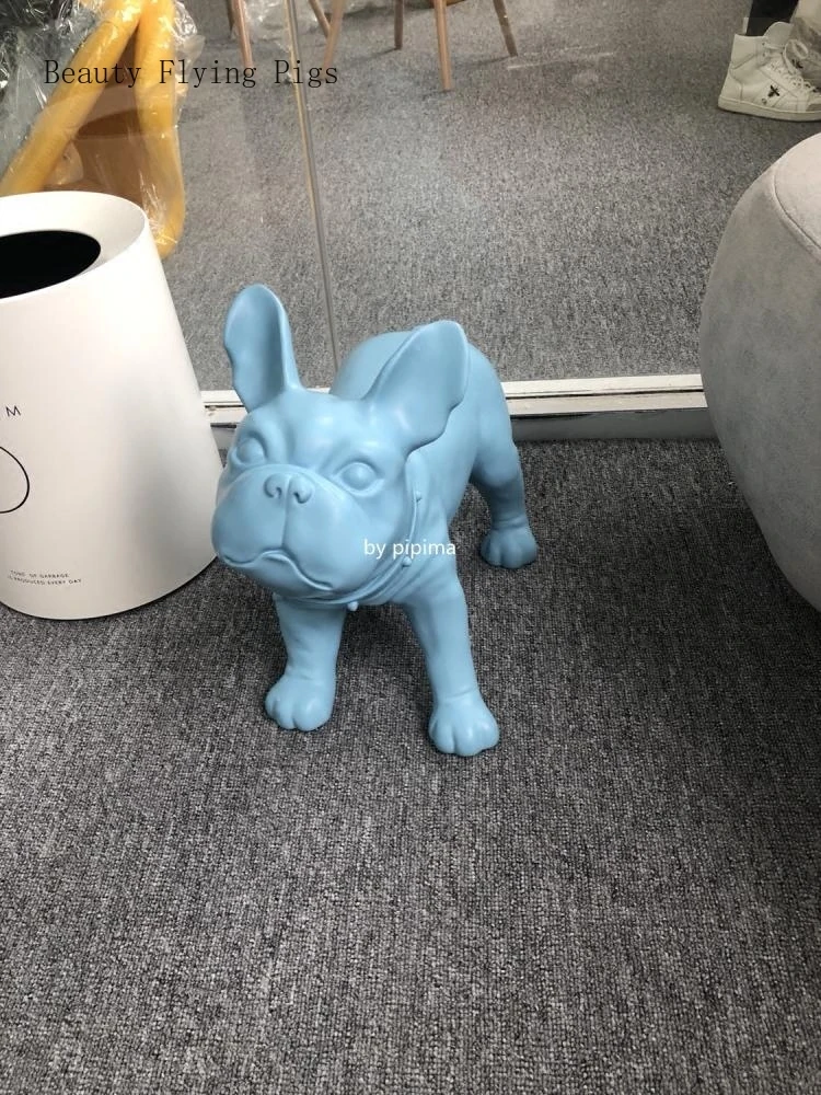 

Bulldog statue simulation pet dog animal resin crafts display window office hotel living room decorative sculpture WSHYUFEI