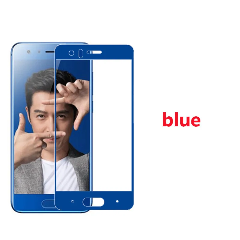 Blue For Huawei Honor 9 5.15" STF-L09 Glass Screen Protector Tempered Glass Full Cover Protective Film for Honor9 - Цвет: Blue