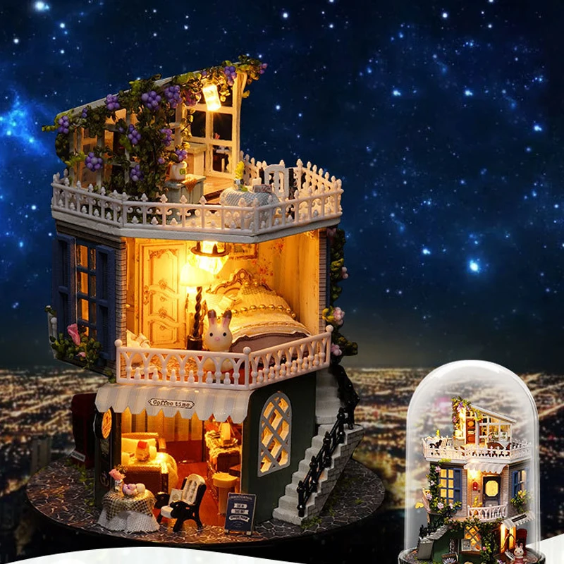 Christmas Tree DIY Music Box Crystal Ball Snow House With Light Present children Birthday Gift Castle toys | Дом и сад