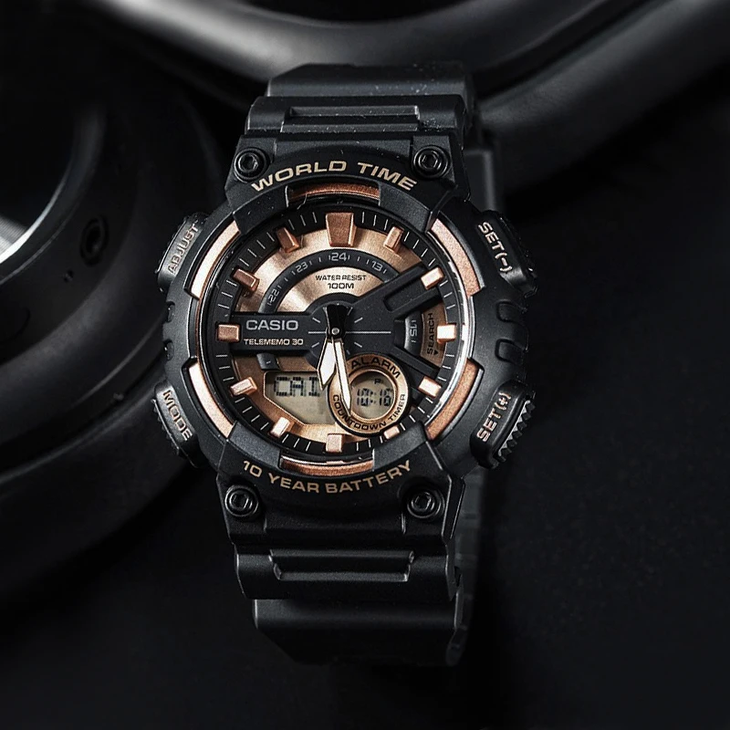 Casio часы Лучшие продажи взрыва часы мужчины установить лучший бренд класса люкс LED военный цифровые часы спортивные 100м Водонепроницаемые кварцевые мужские часы relogio masculino reloj hombre erkek kol saati AEQ100 - Цвет: AEQ110W1A3-1