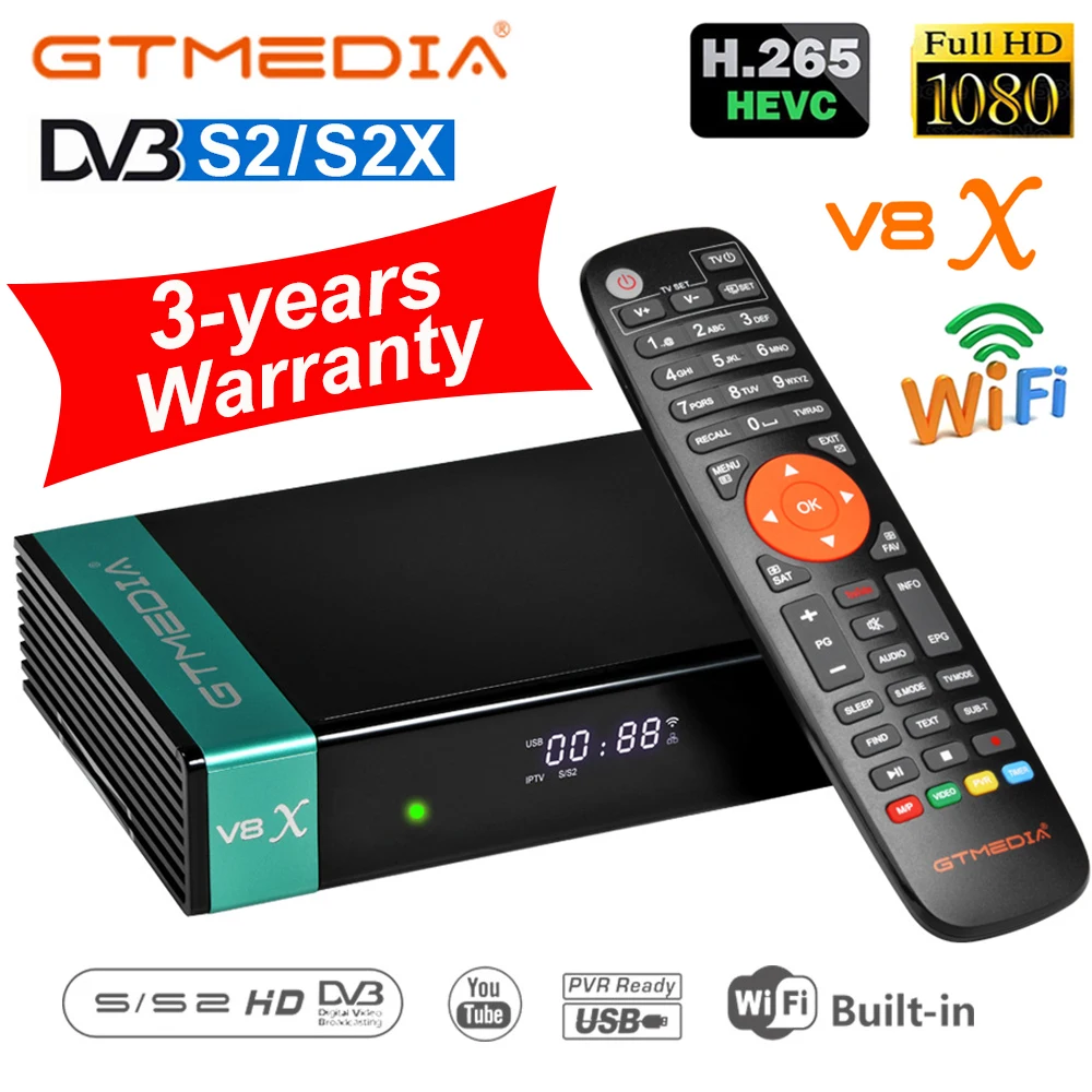 

Full HD Gtmedia V8X DVB-S2x Satellite Receiver Support DVB-S2/S2X With WiFi CA Card Slot Scart Set Top Box Better Than V7 V8 V9