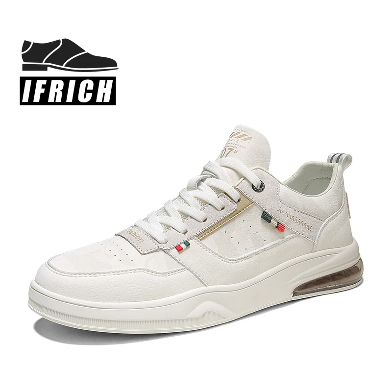 

New Arrival Leather Shoes For Men White Beige Fashion Man Sneakers Good Quality Men Young Casual Shoe Wearable Flats Shoes Man