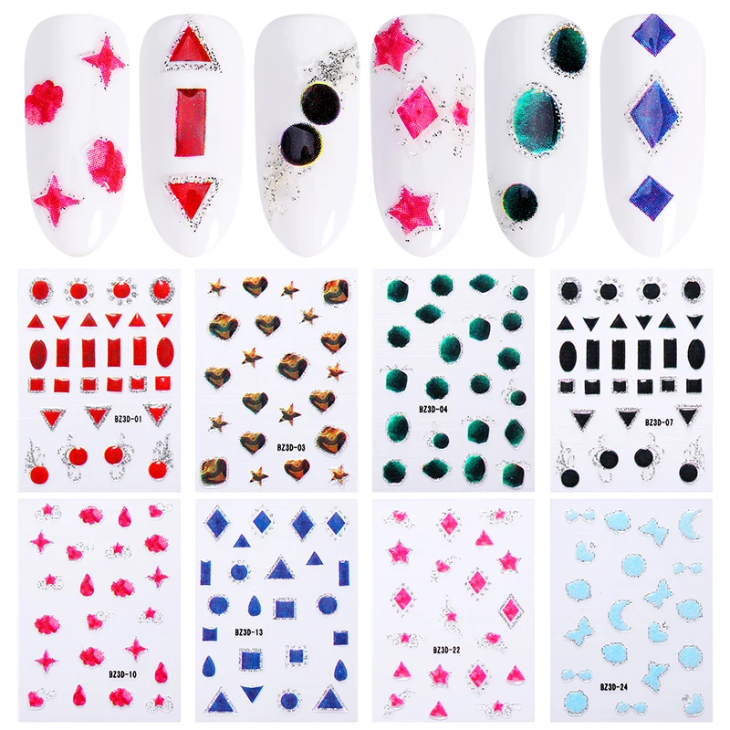 Золотые металлические 3D наклейки для ногтей клейкие полоски смешанные узоры