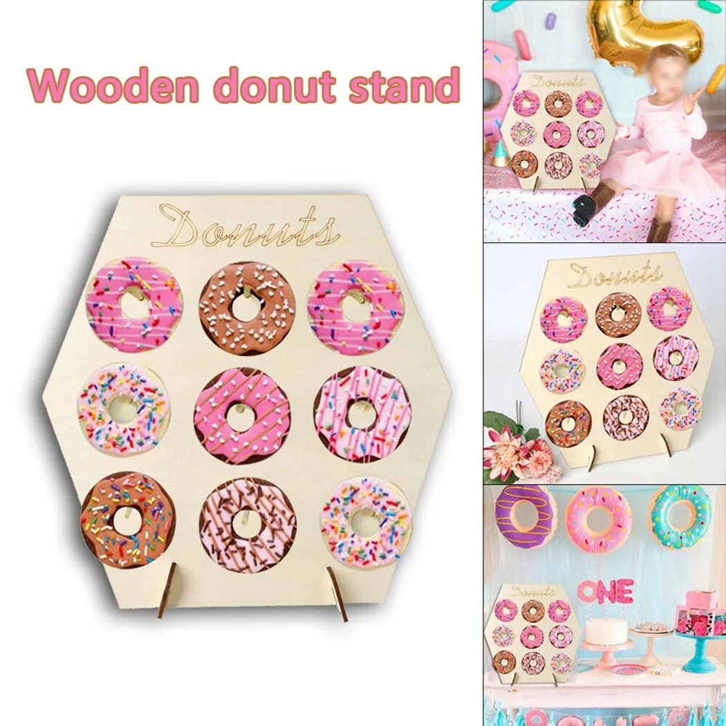 

1pcs Wooden Wall Holds Donut Wall Stand Doughnut Wooden Display Holder Dessert Birthday Party Wedding Party Supplies