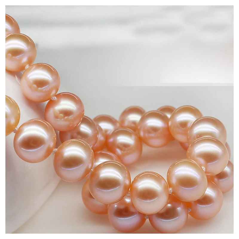 

Ожерелье из серебра 925 пробы с натуральным крупным жасминовым порошком около круга 9-10 мм светильник-розовое ювелирное изделие Очаровательн...