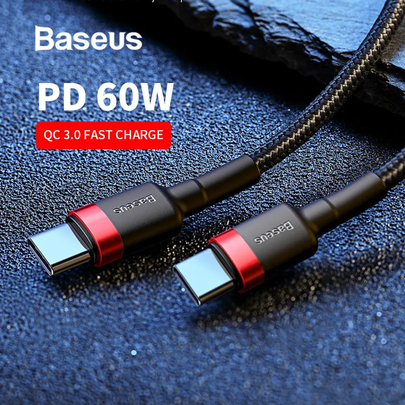Baseus usb type C для USB-C кабель для samsung S9 S8 Note 9 MacBook Pro QC3.0 60 Вт PD кабель для быстрой зарядки провод для быстрой зарядки