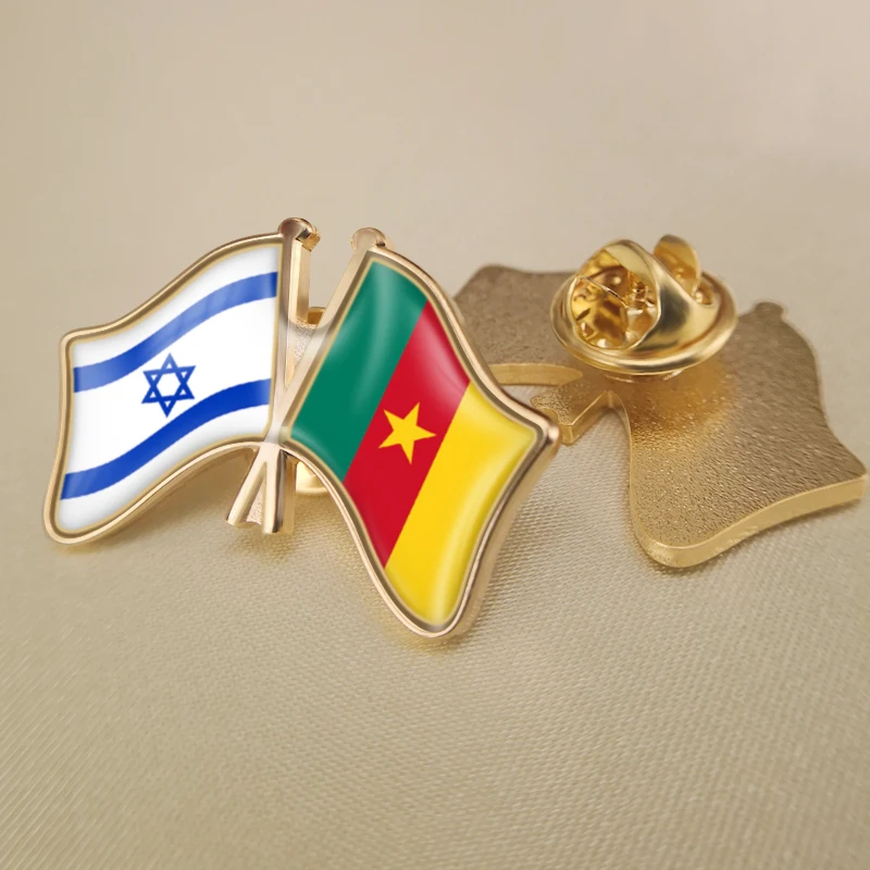 

Israel and Cameroon Crossed Double Friendship Flags Lapel Pins Brooch Badges
