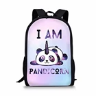 Хаоюань Детский рюкзак, панда, единорог узор школьные рюкзаки для студентов, в мультипликационном стиле с принтом (животные) подростков книга-сумка Mochila Дорожная сумка